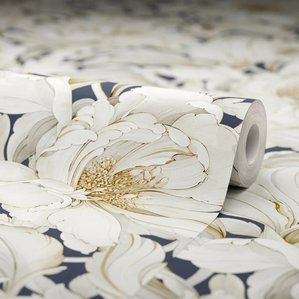 Lily of the Manor Wallpaper - Classic Navy - Lucie Annabel