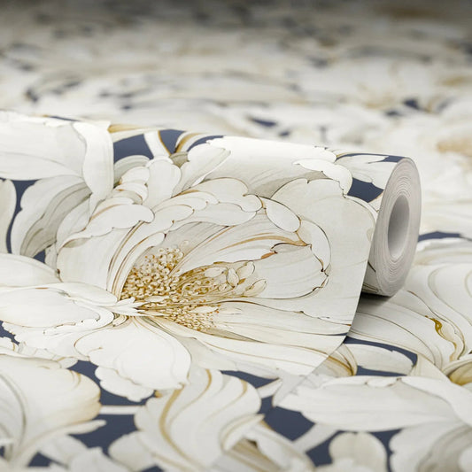 Lily of the Manor Wallpaper - Classic Navy - Lucie Annabel