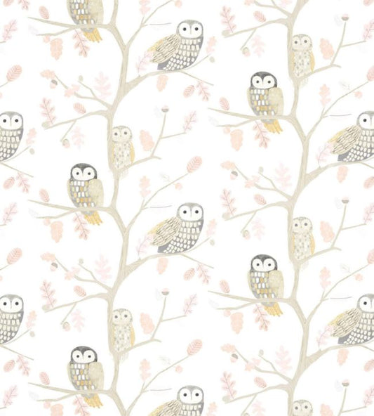 Little Owls Wallpaper - Powder - HLTF112628 - Harlequin