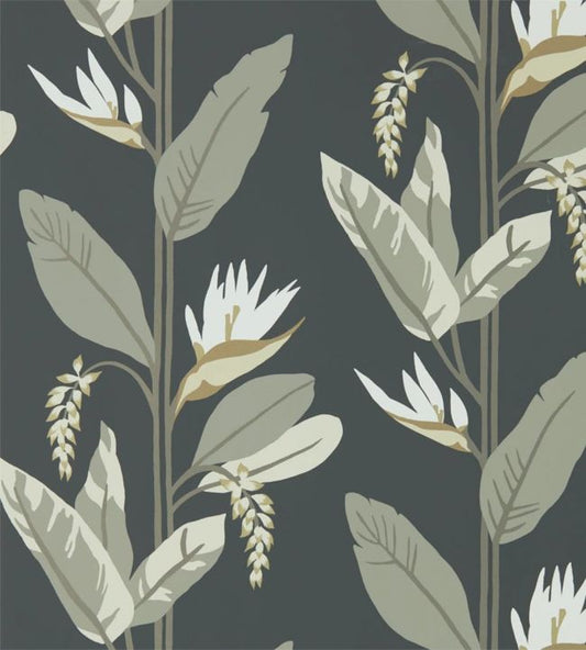 Llenya Wallpaper - Jet/Stone/Gold - HMIW112256 - Harlequin
