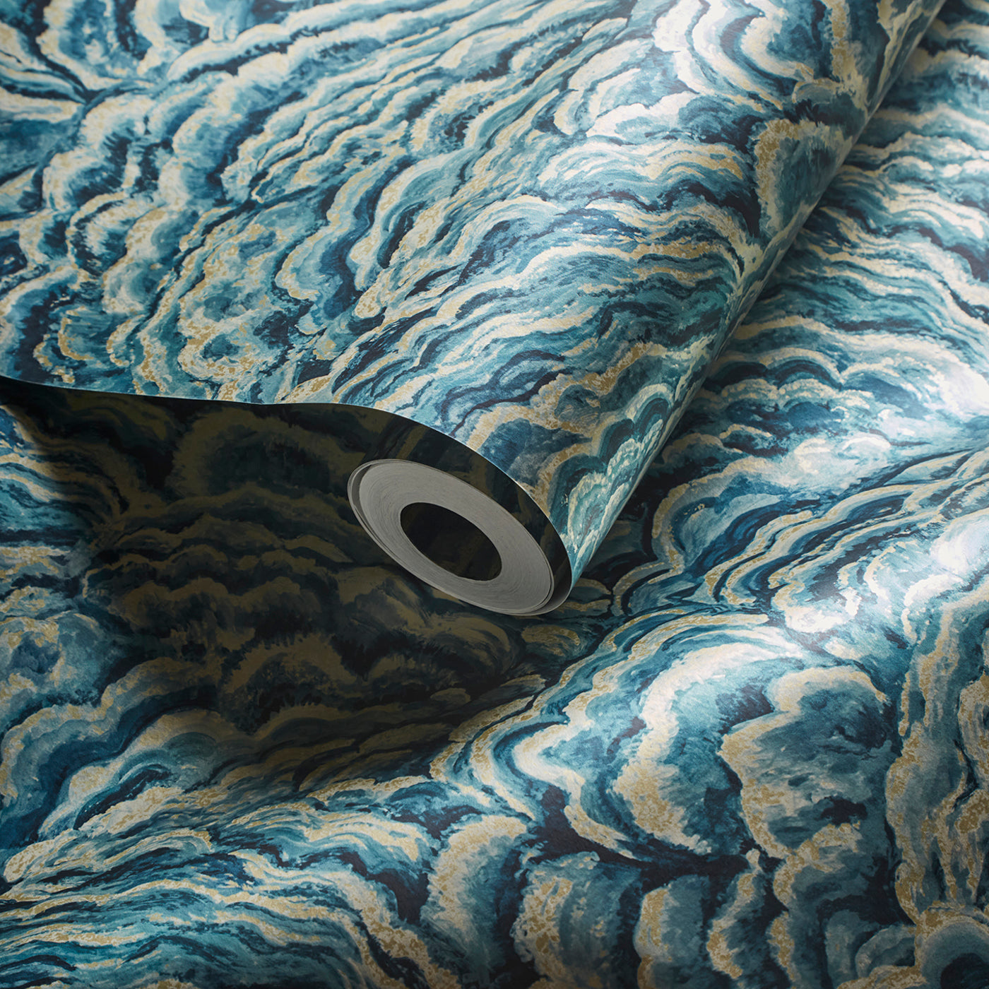 Lumino Wallpaper - Kingfisher/Gilver - Clarke & Clarke