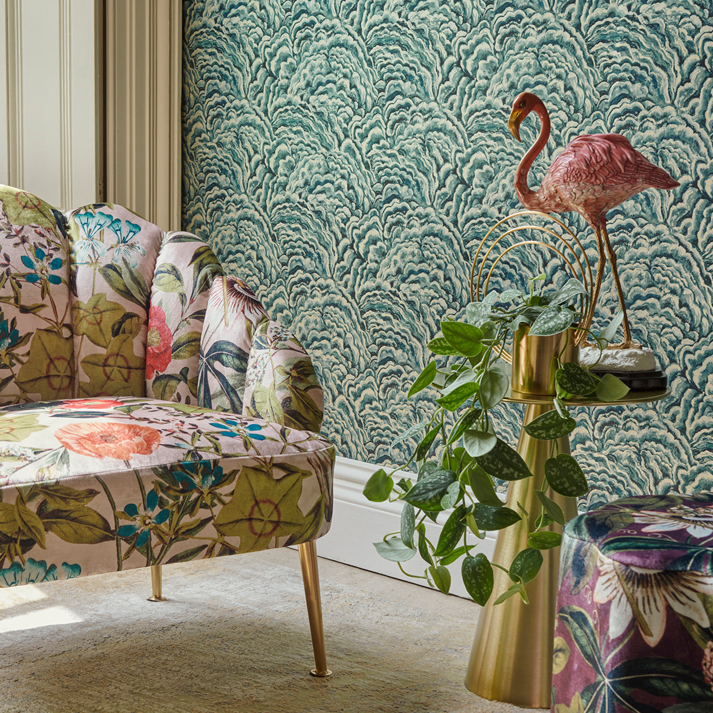Lumino Wallpaper - Kingfisher/Gilver - Clarke & Clarke