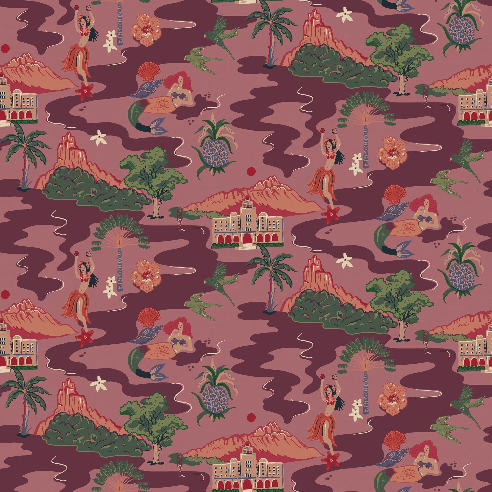 Mahalo Wallpaper - Purple - Wear The Walls
