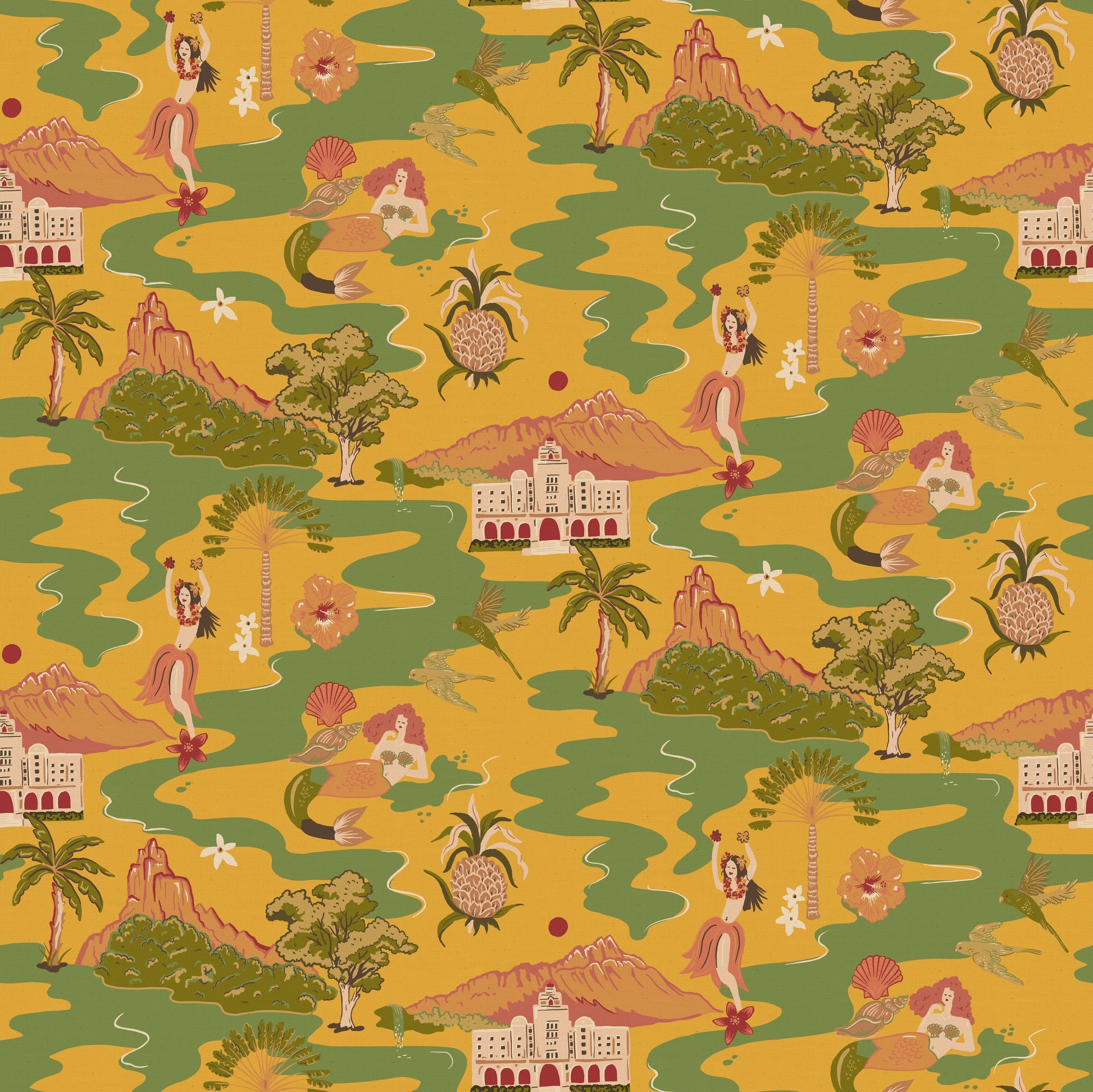 Mahalo Wallpaper - Gold - Wear The Walls