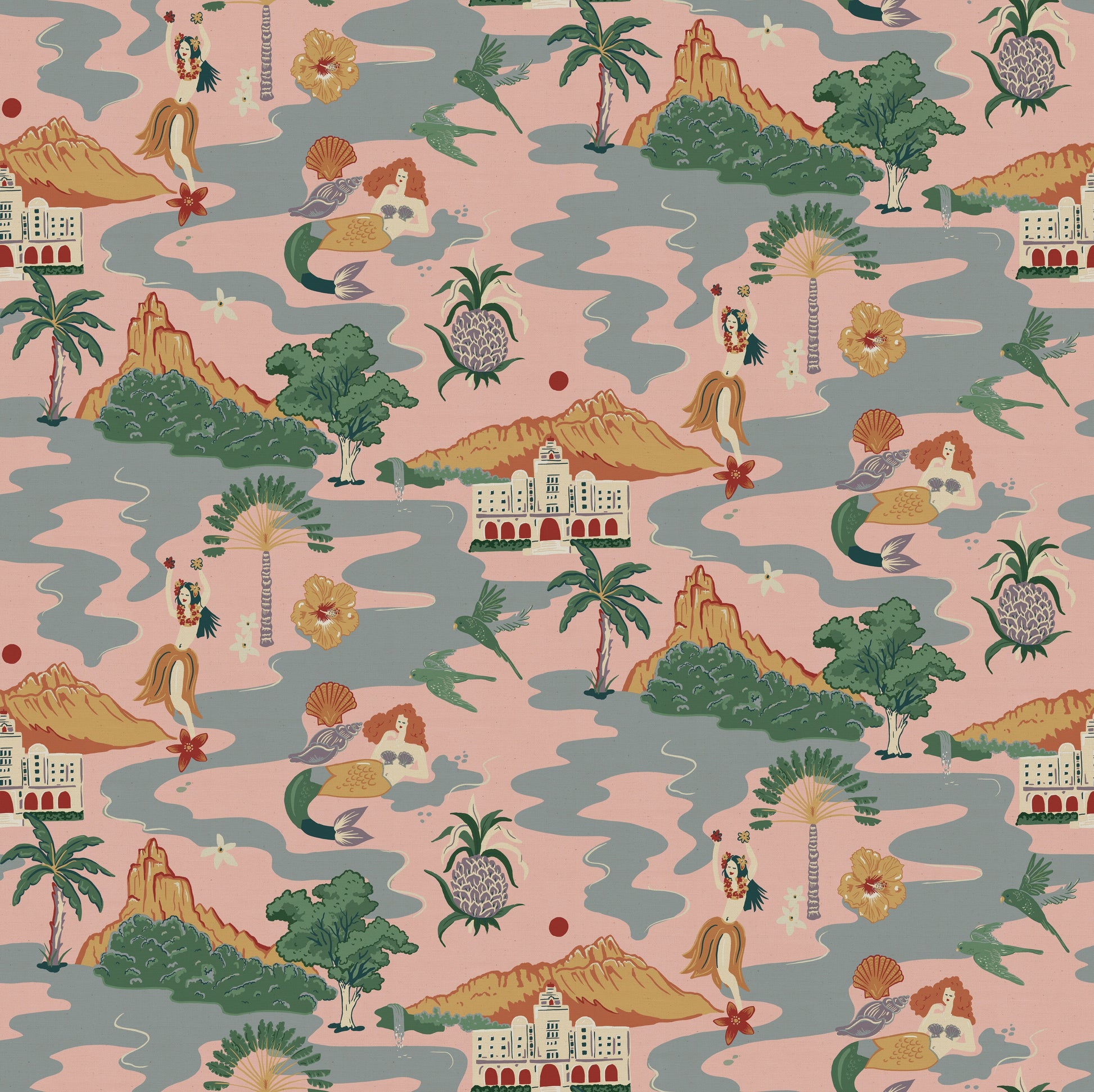 Mahalo Wallpaper - Pink - Wear The Walls