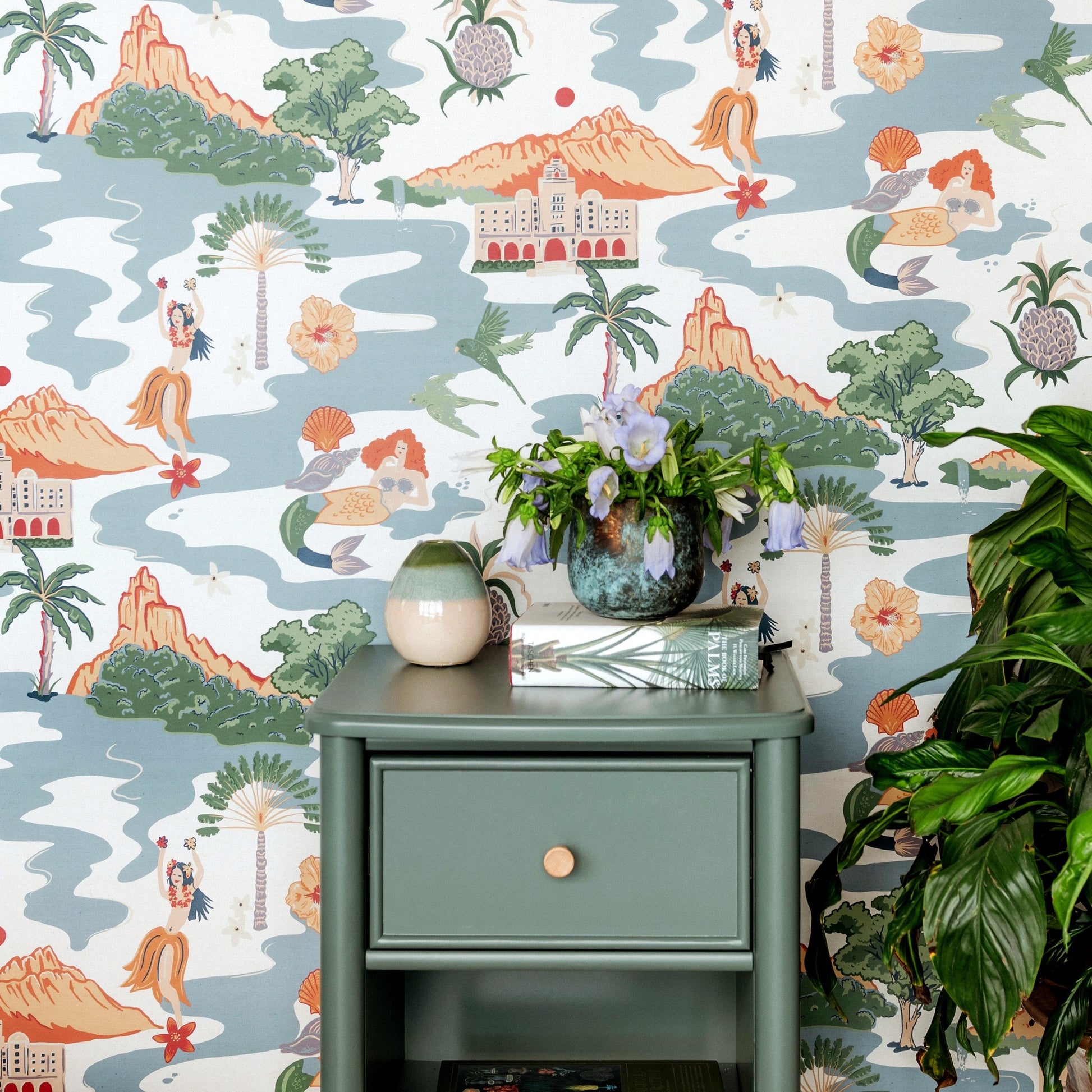 Mahalo Wallpaper - Blue - Wear The Walls