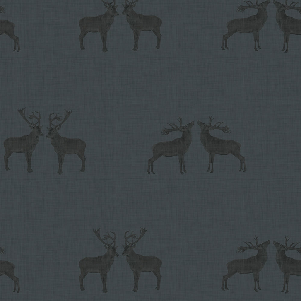 Majestic Stag Wallpaper - Oxford Blue - Lucie Annabel
