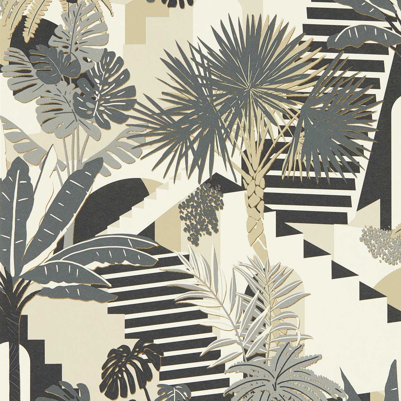 Malindi Wallpaper - Charcoal - Clarke & Clarke