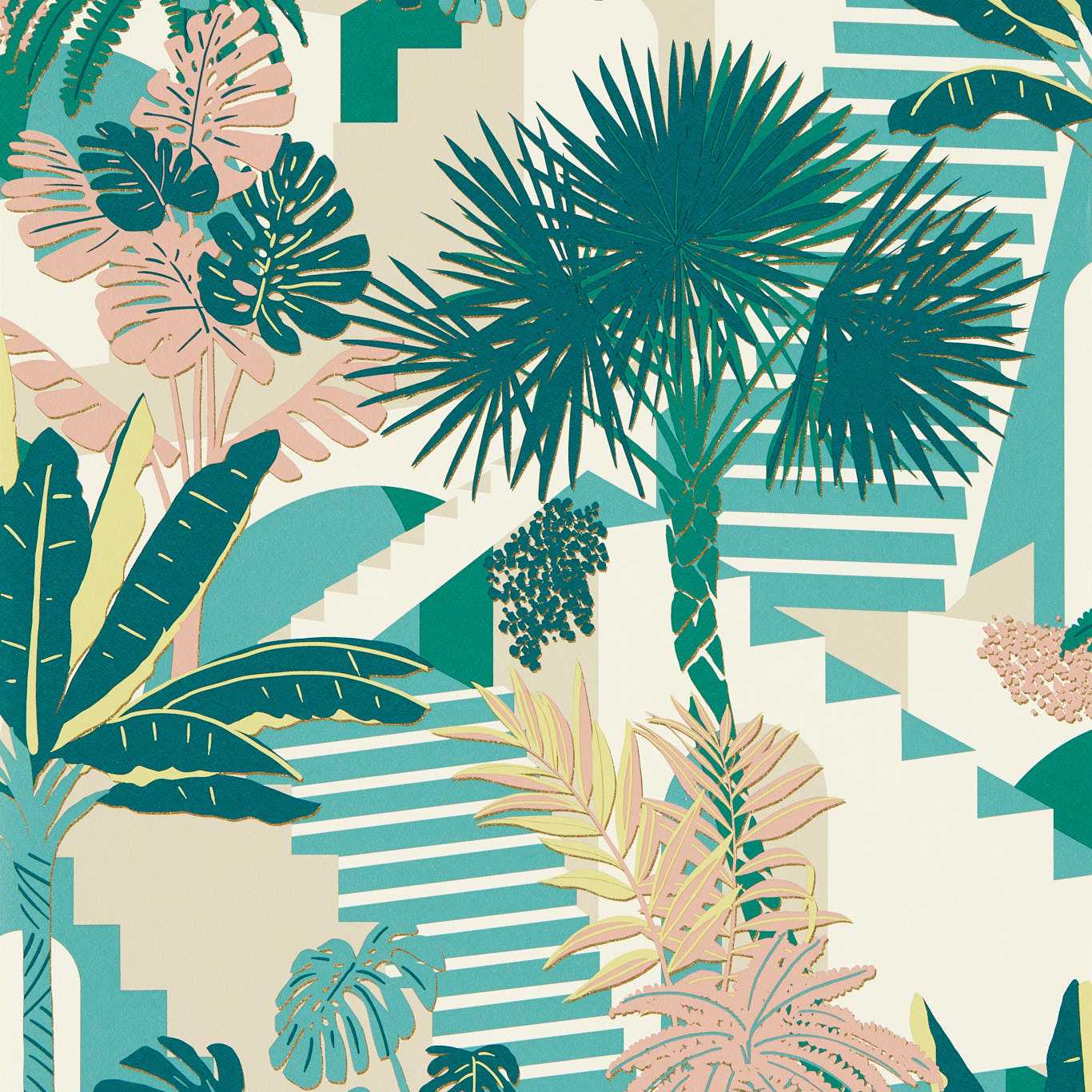 Malindi Wallpaper - Mineral/Blush - Clarke & Clarke