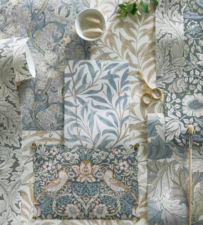 Mallow Wallpaper - Slate/Dove - W0173/01 - Clarke & Clarke