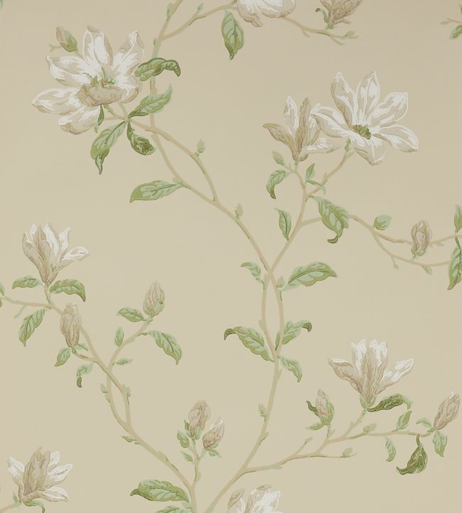 Marchwood Wallpaper - White/Sage - Colefax & Fowler