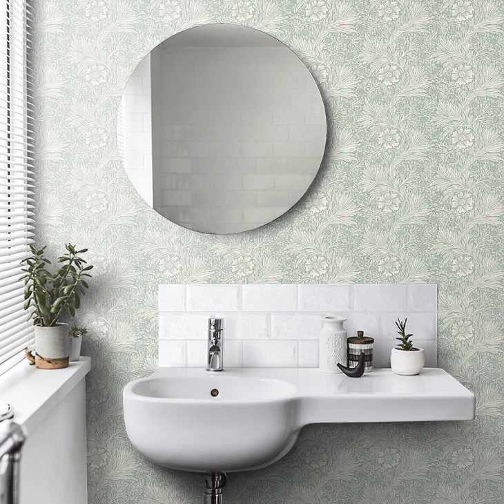 Marigold Wallpaper - Soft Teal - 217396 - Morris Wallpaper WD