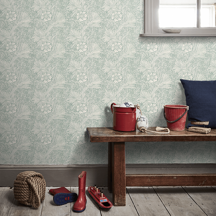 Marigold Wallpaper - Soft Teal - 217396 - Morris Wallpaper WD
