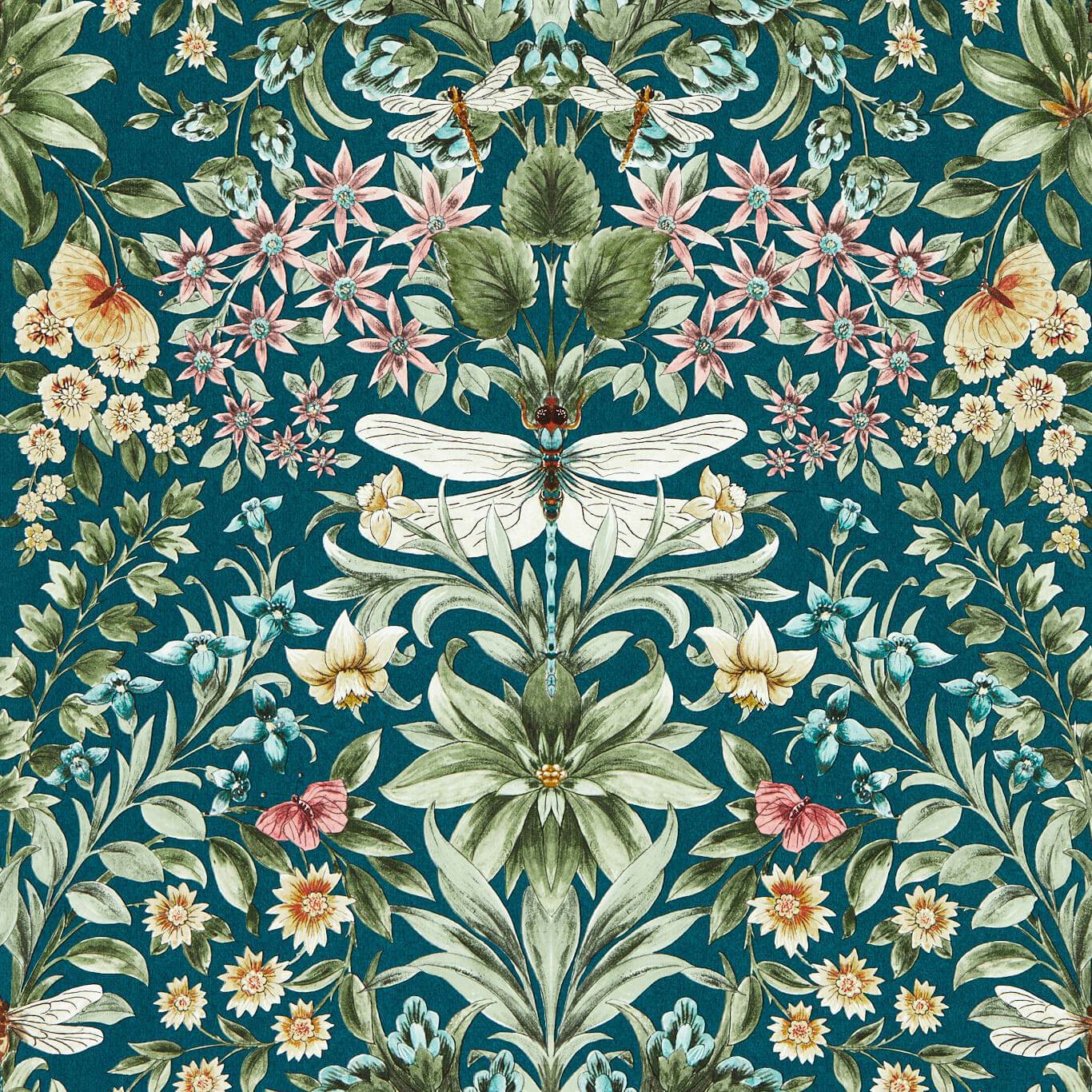 Mirabell Wallpaper - Teal - Clarke & Clarke