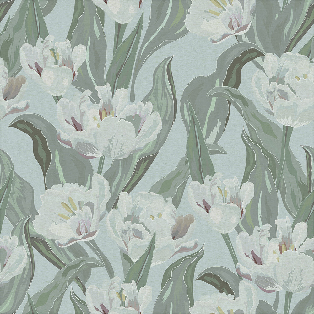 Monet Wallpaper - Olive & Nettle Green on Mineral - Lucie Annabel