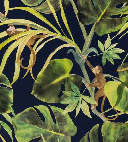 Monkey Business Wallpaper - Indigo - Clarke & Clarke