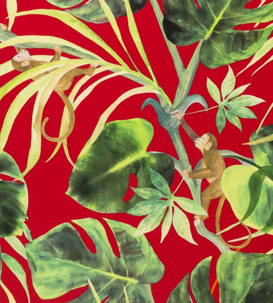 Monkey Business Wallpaper - Rouge - Clarke & Clarke