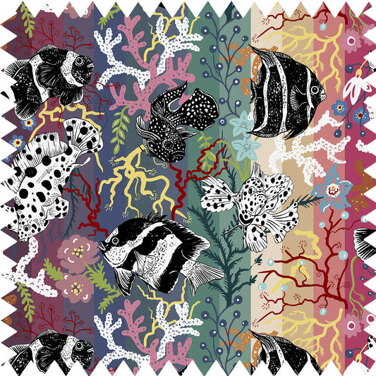 Neptune Rainbow Fabric with 100% Linen -Multicolor - Wear The Walls