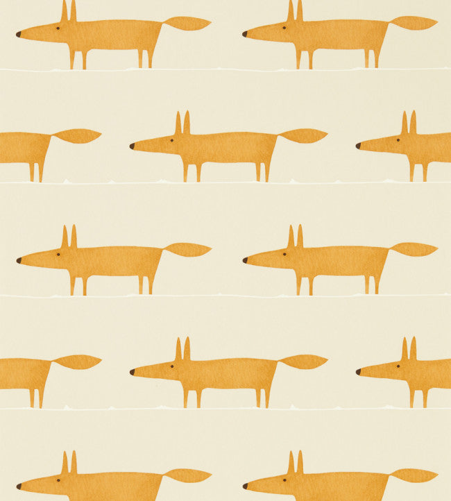 Midi Fox Wallpaper - Raffia / Chai