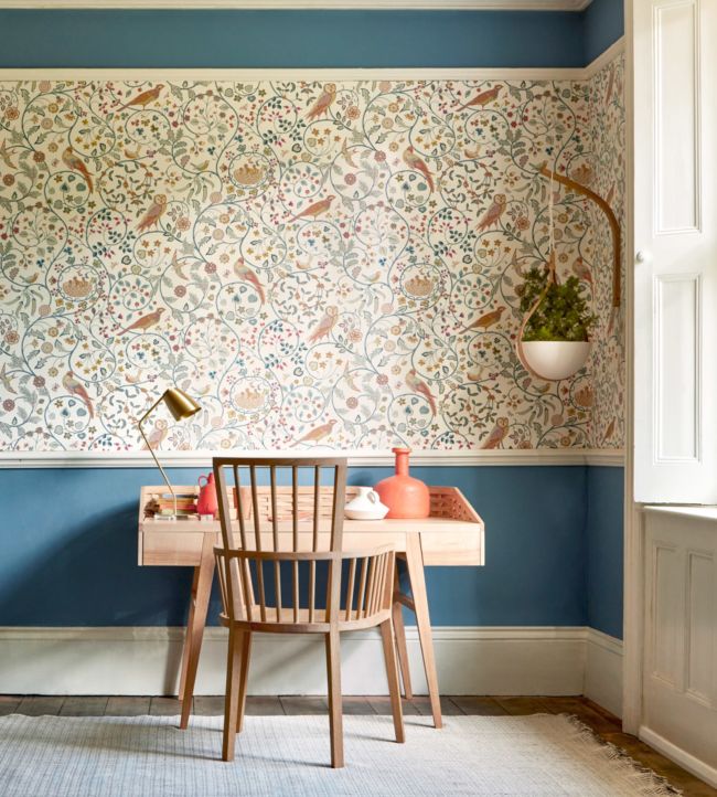 Newill Wallpaper - Indigo Saffron - 216703 - Morris & Co