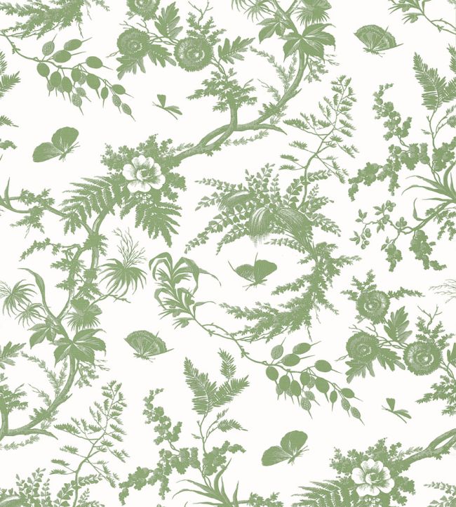 Newlands Toile Wallpaper - Green - AT57836 - Anna French