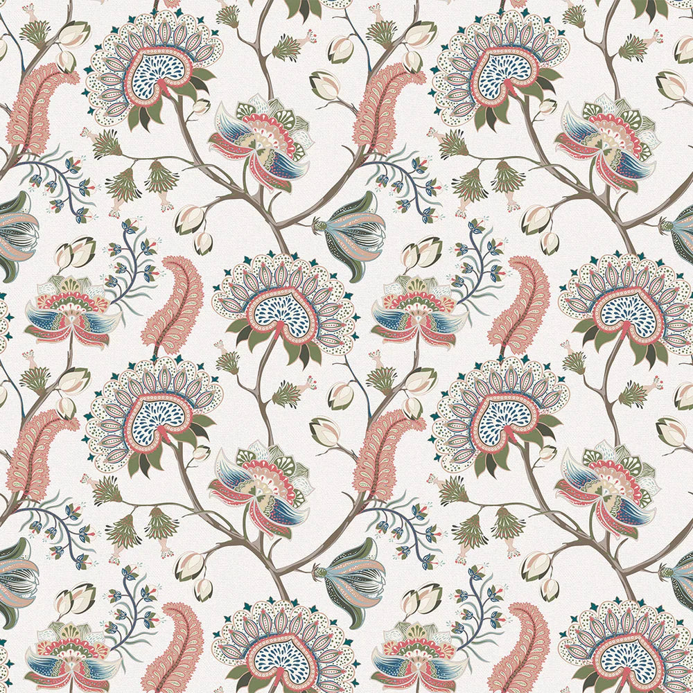 Ophelia Wallpaper - Coral, Olive & Mineral - Lucie Annabel