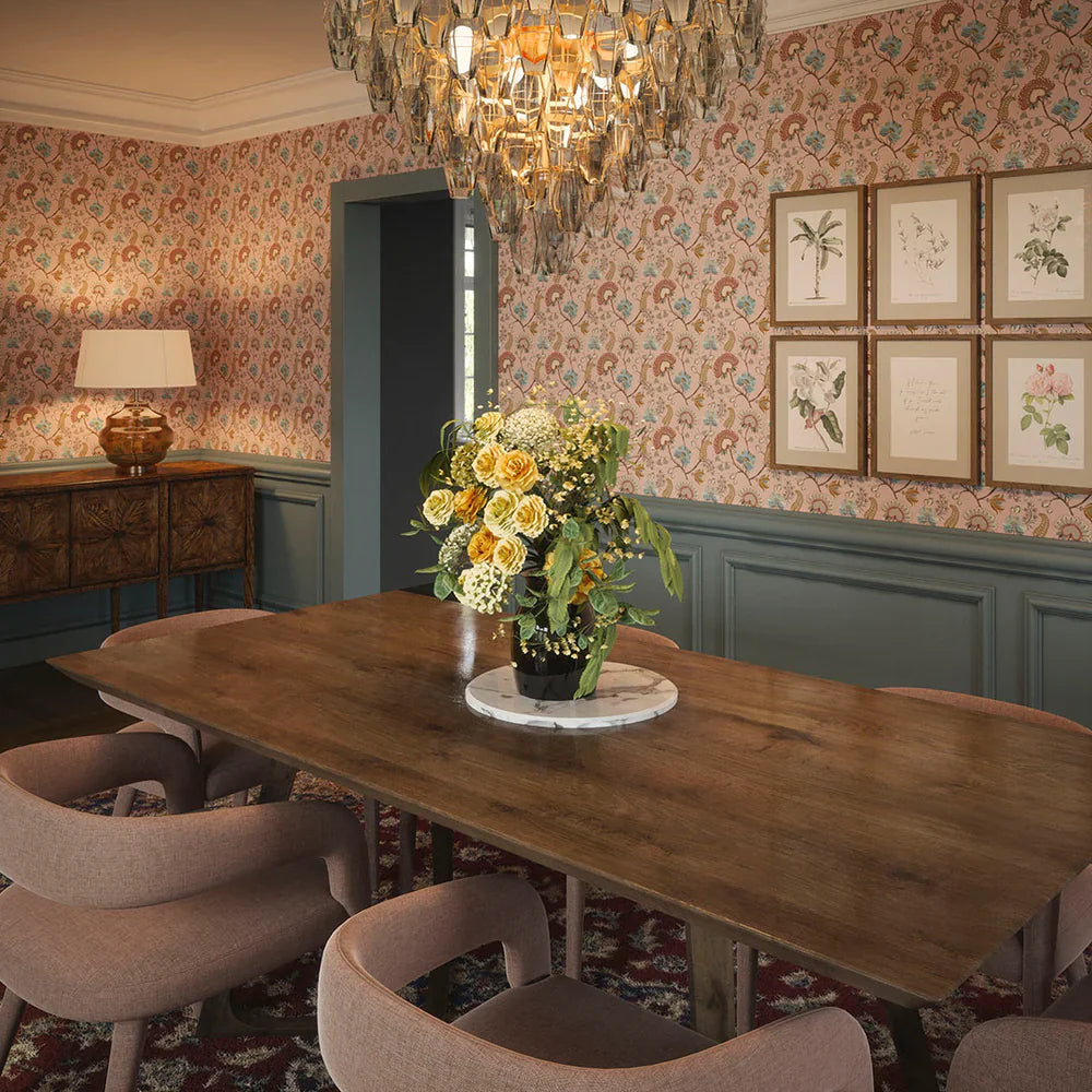 Ophelia Wallpaper - Dusty Pink, Ochre & Teal - Lucie Annabel
