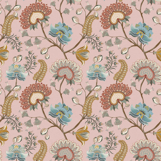 Ophelia Wallpaper - Dusty Pink, Ochre & Teal - Lucie Annabel