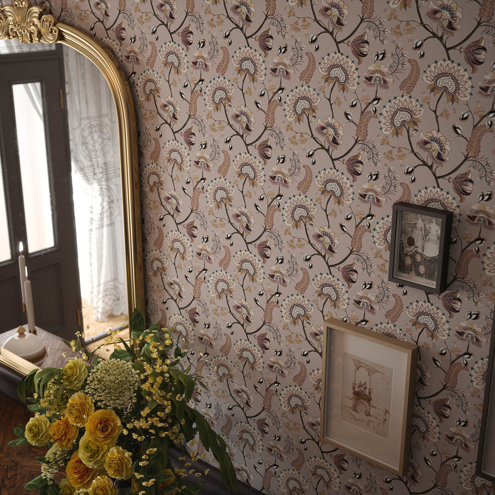 Ophelia Wallpaper - Shades of Mauve & Gold - Lucie Annabel