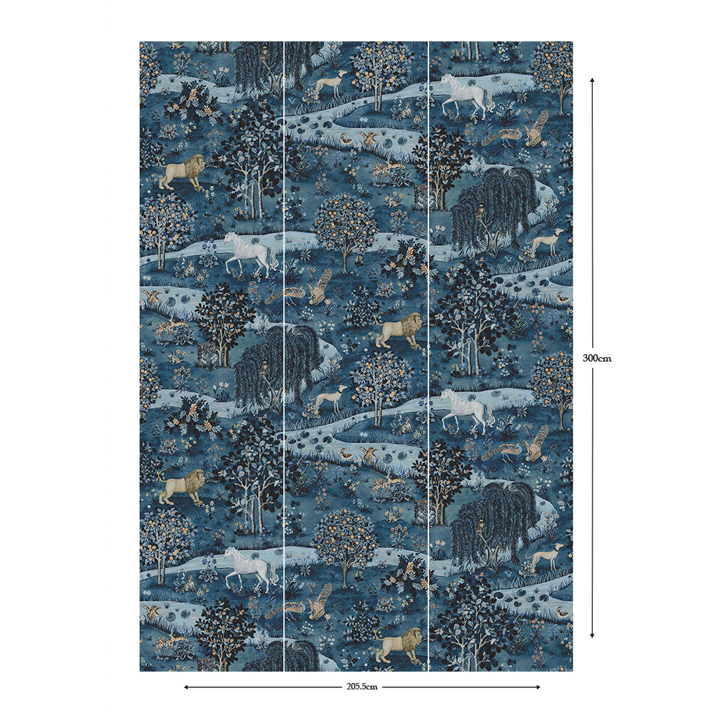 Owl & Willow Wallpaper Mural - Indigo - 217406 - Morris Wallpaper WD