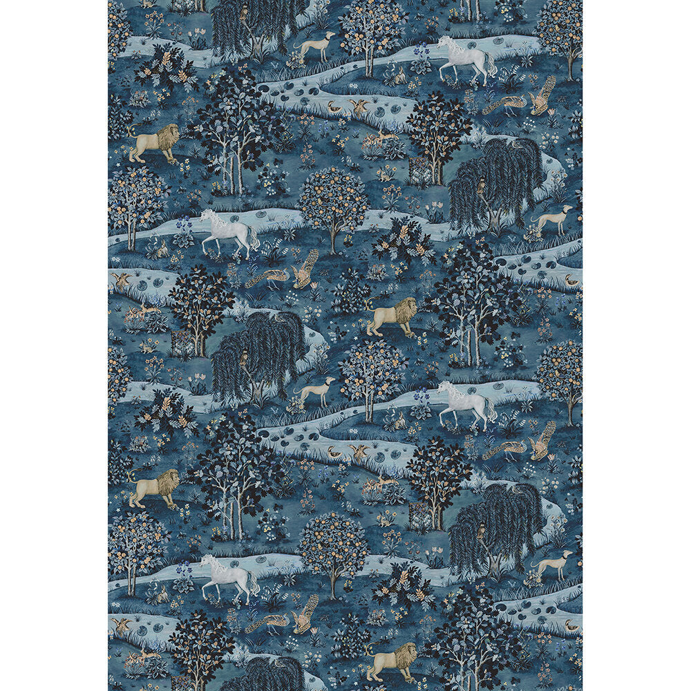 Owl & Willow Wallpaper Mural - Indigo - 217406 - Morris Wallpaper WD