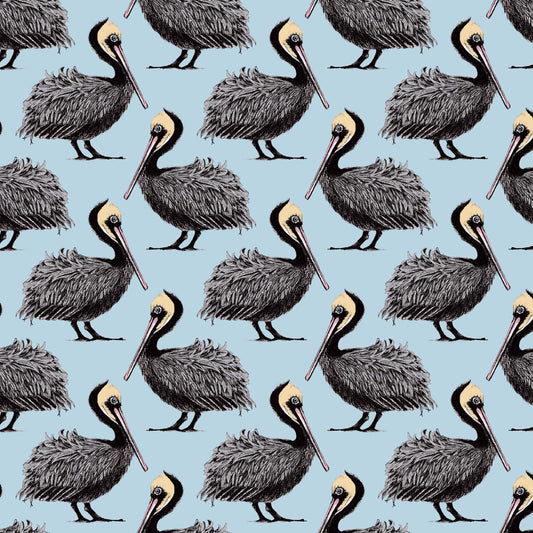 Pelican Wallpaper - Baby Blue - Petronella Hall