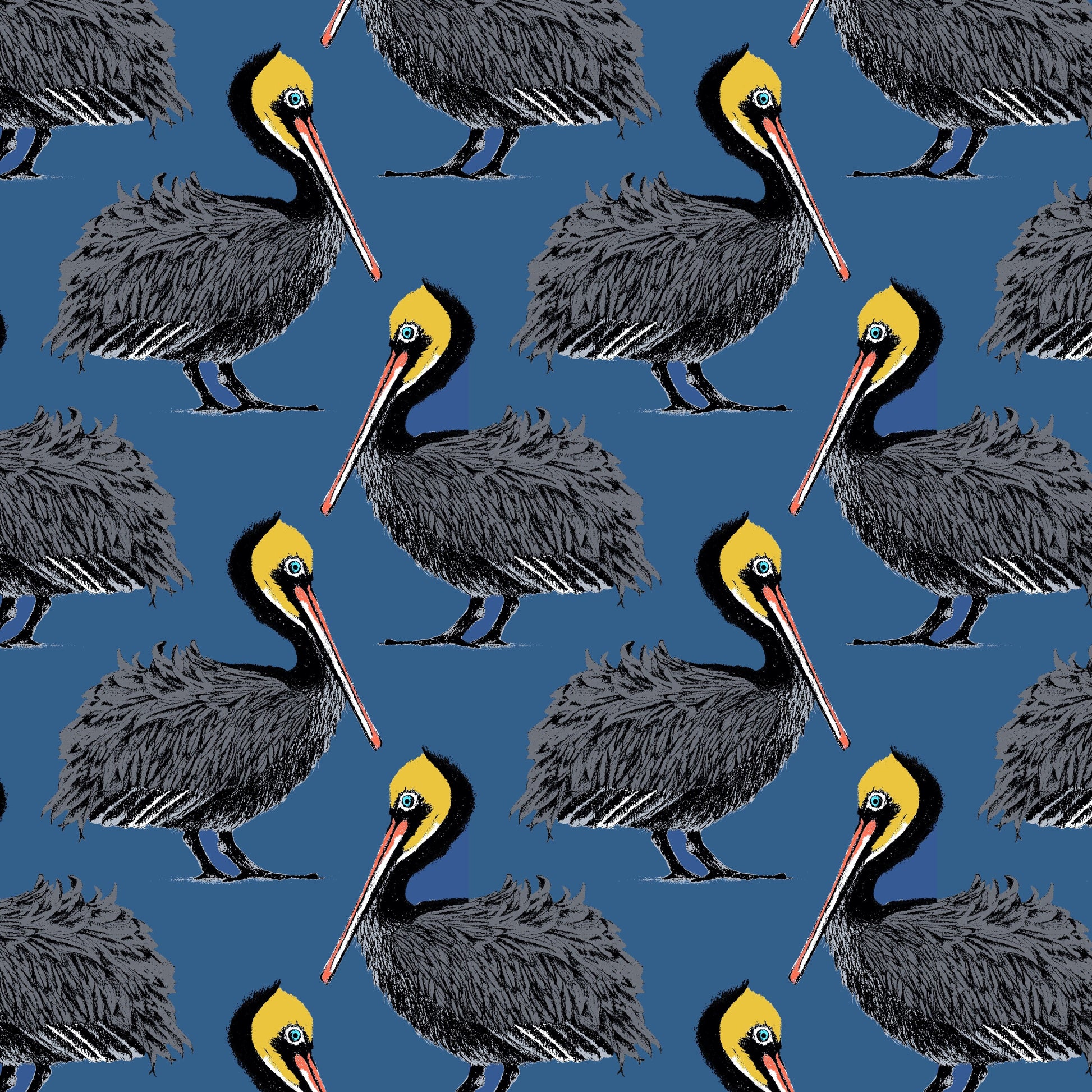 Pelican Wallpaper - Harbour Blue - Petronella Hall