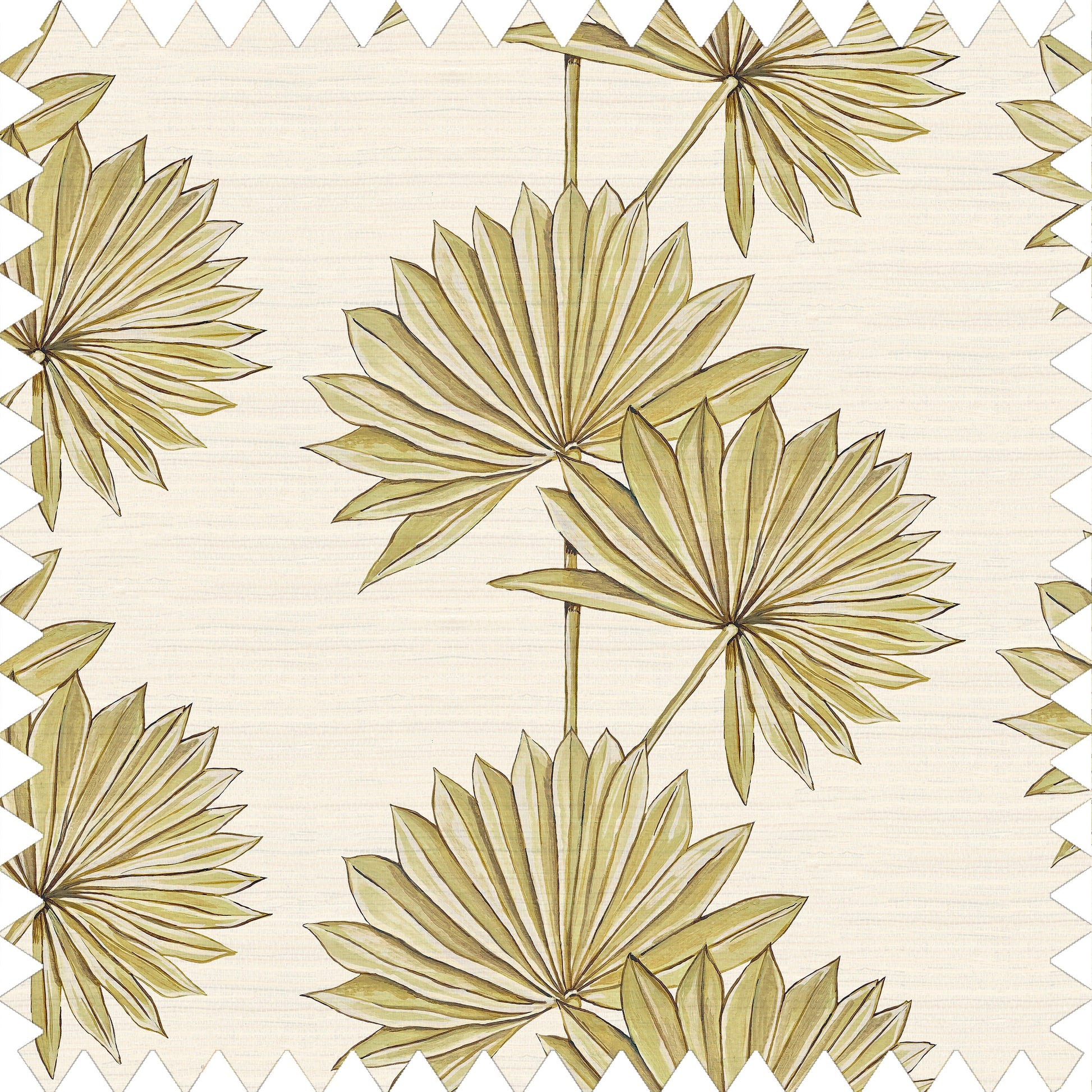 Palmetto Blanca Fabric with 100% Linen - Green - Wear The Walls