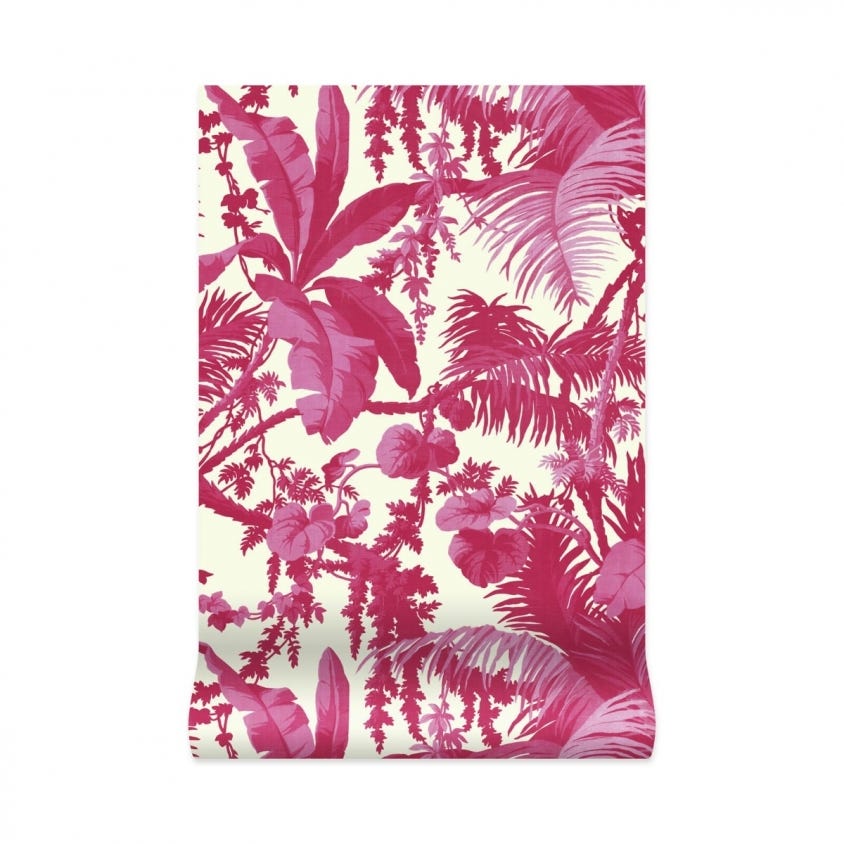 PAMPAS Wallpaper - Off-White & Azalea - House of Hackney