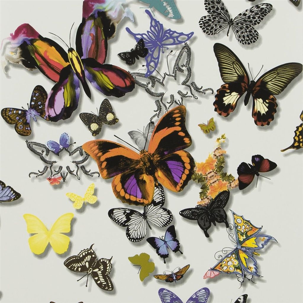 Butterfly Parade Wallpaper - White