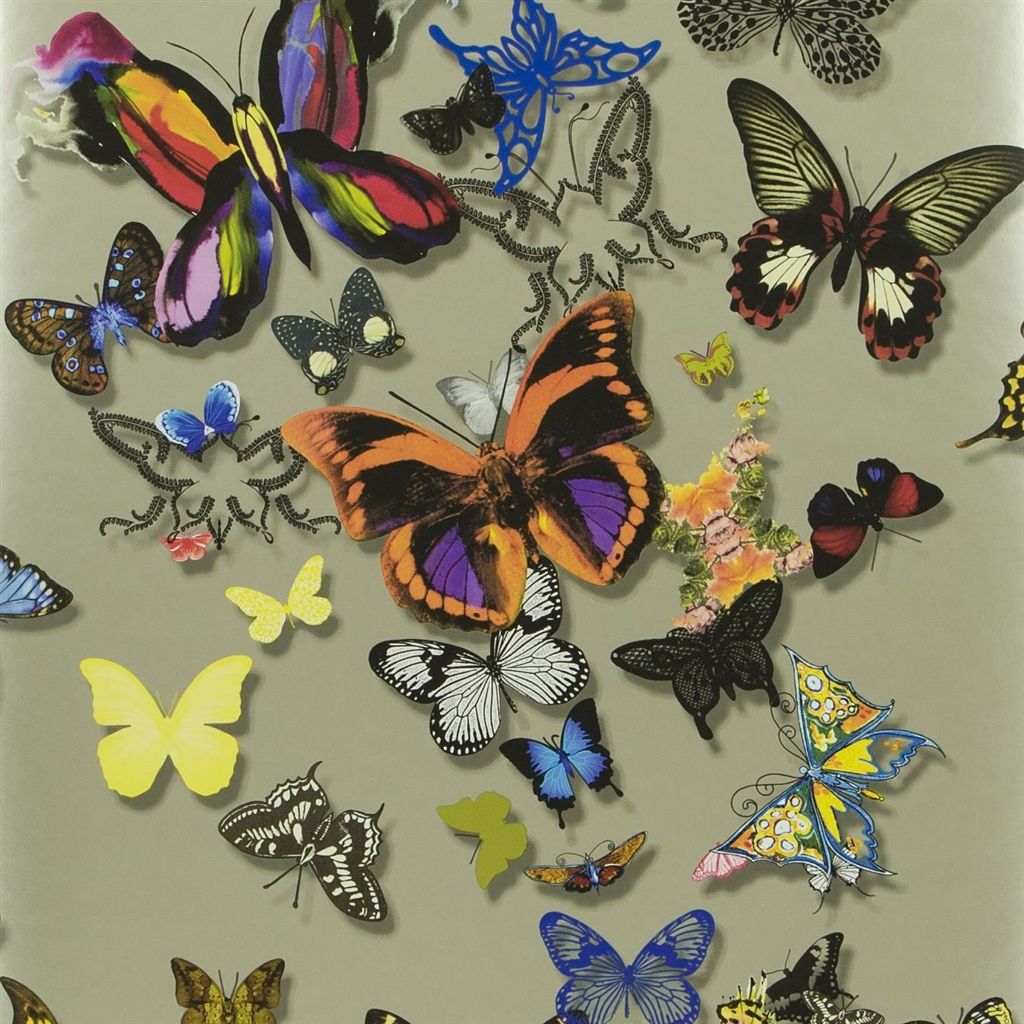 Butterfly Parade Wallpaper - Gray
