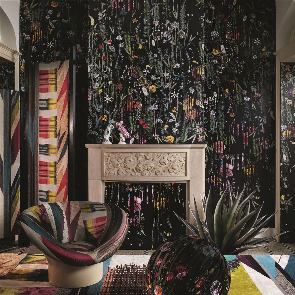 Babylonia Nights Panoramic Crepuscule Room Wallpaper - Black