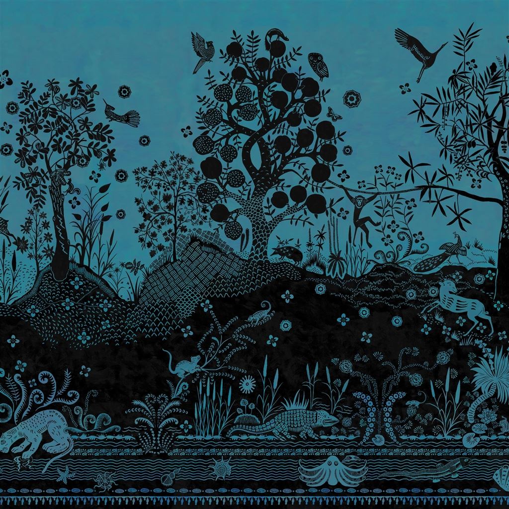 Bois Paradis Nursey Wallpaper - Blue 