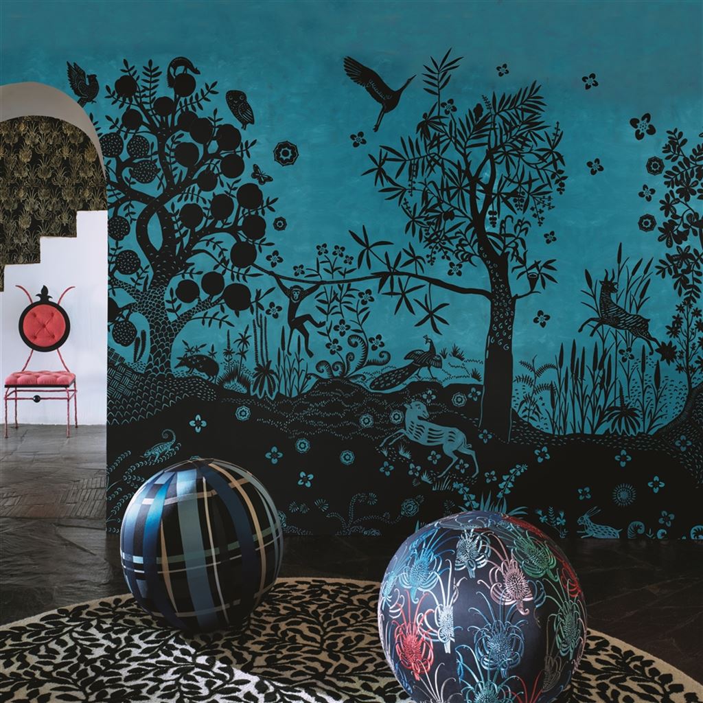 Bois Paradis Nursey Room Wallpaper - Blue