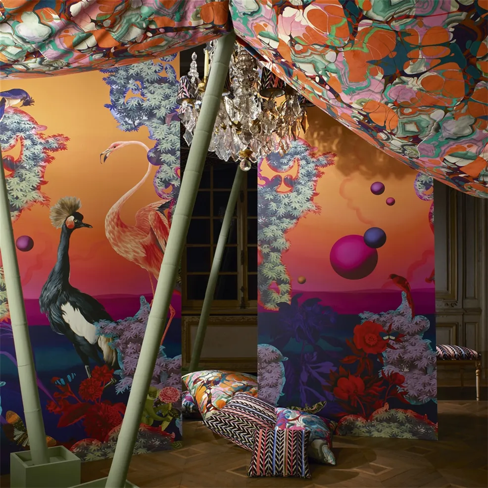 Novafrica Sunset Scene 1 Tangerine Wallpaper - Multicolor - Christian Lacroix
