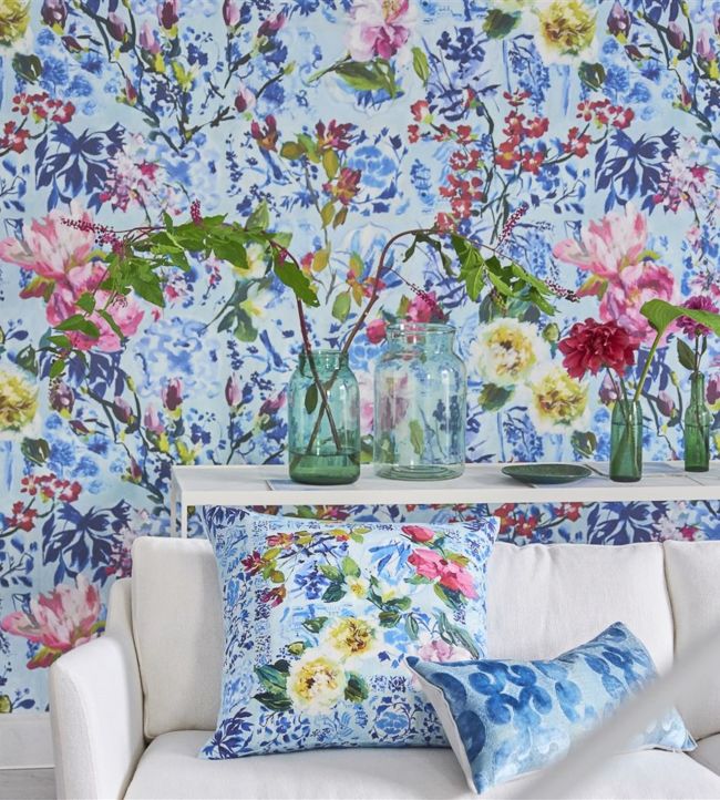 Majolica Room Wallpaper - Blue