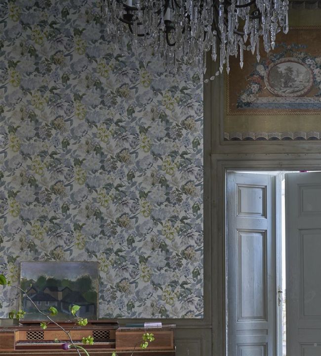 Delft Flower Room Wallpaper - Teal