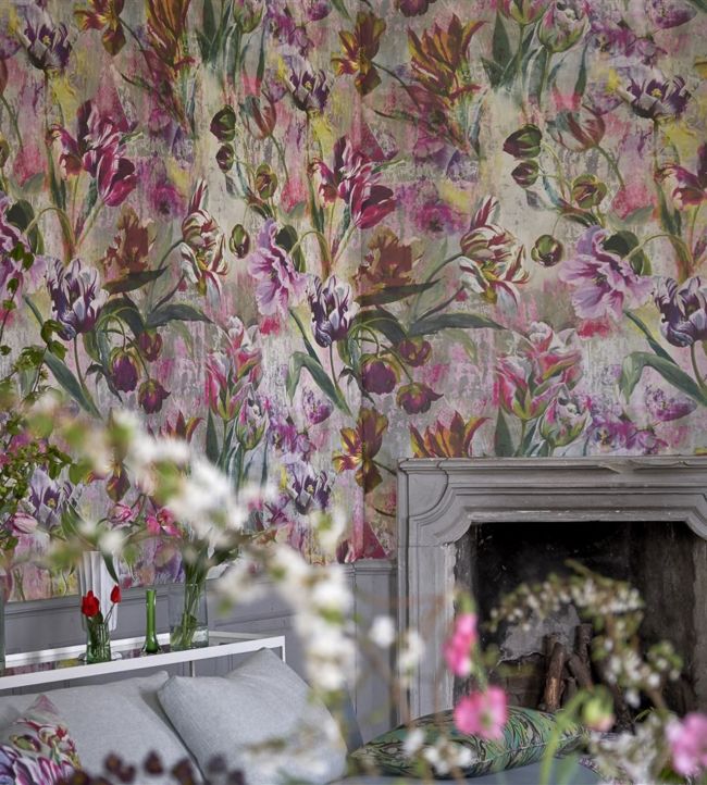 Tulipa Stellata Room Wallpaper - Purple