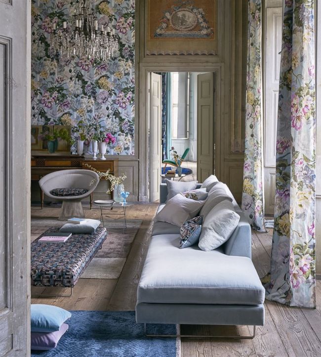 Delft Flower Grande Room Wallpaper - Teal