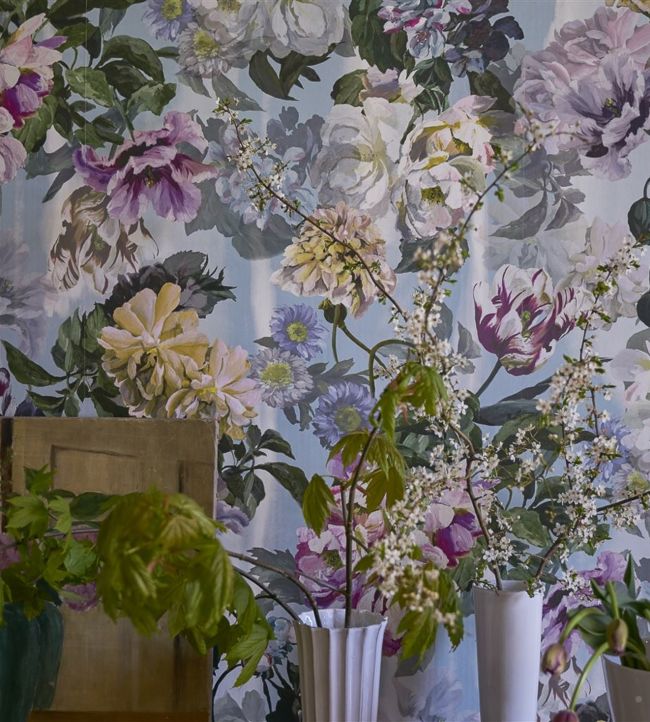 Delft Flower Grande Room Wallpaper - Teal
