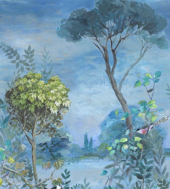 Giardino Segreto Scene 1 Wallpaper - Blue