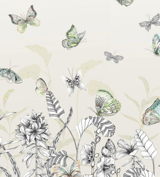 Papillons Wallpaper - Cream