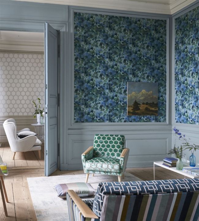 Surimono Room Wallpaper - Blue