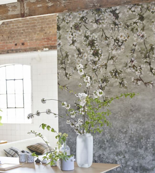 Assam Blossom Room Wallpaper - Gray